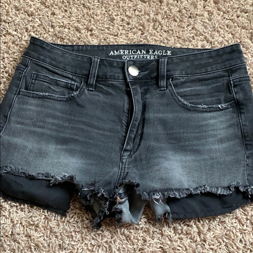 black jean shorts